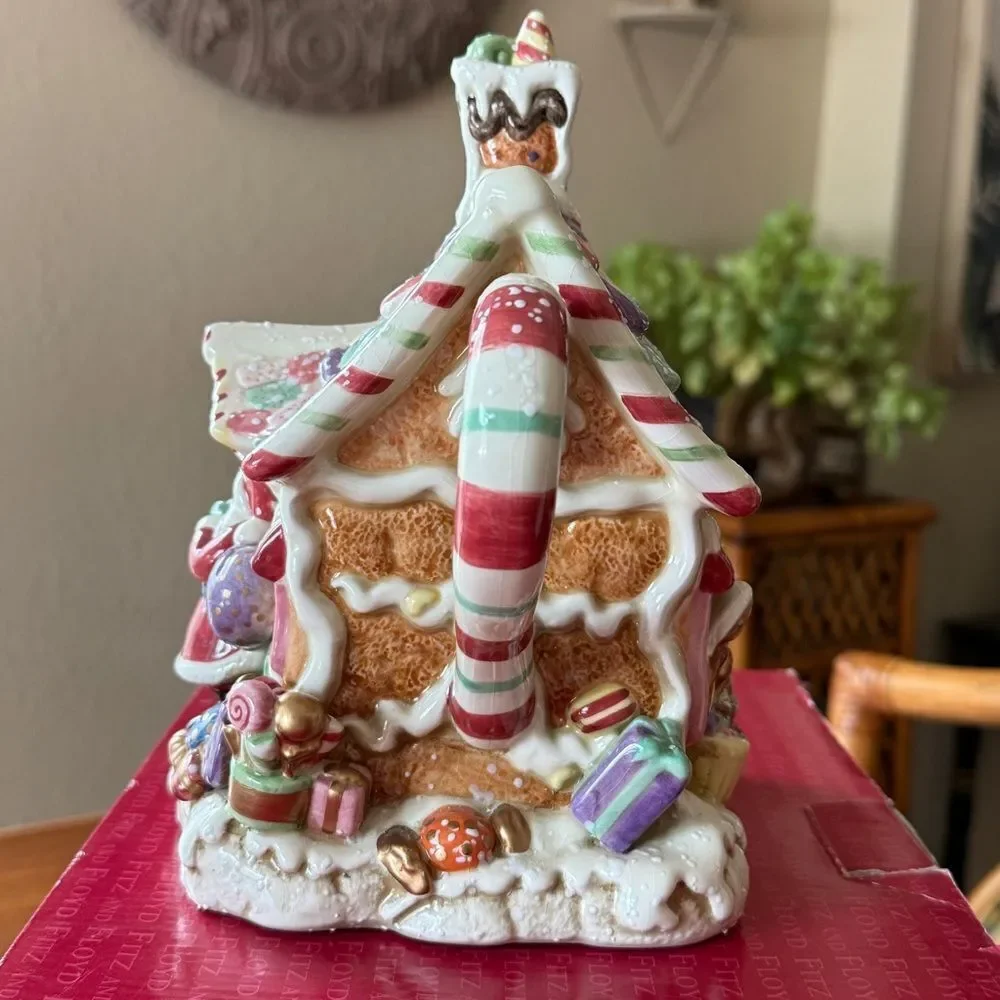 NIB Fitz and Floyd Candy Lane Ceramic Teapot with Multicolor Accents Christmas